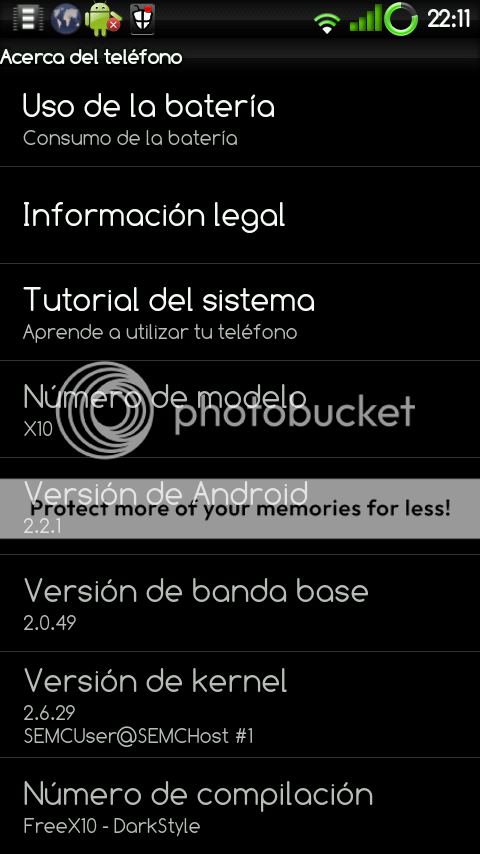 Mi Sony Ericsson Xperia X10a con Android Froyo 2.2.1 Mi Sony Ericsson Xperia X10a con Android Froyo 2.2.1